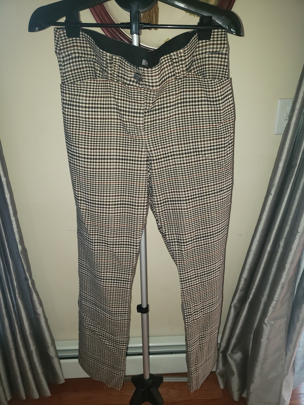 Maurices Women's Plaid Dress Pants Black Tan Brown 16W Regular